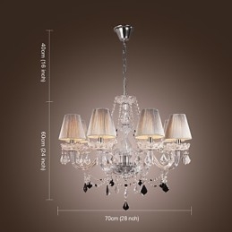 Lampadario in cristallo di lusso moderno soggiorno 8 luci con paralume in tessuto