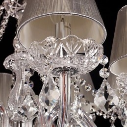 Lampadario in cristallo di lusso moderno soggiorno 8 luci con paralume in tessuto