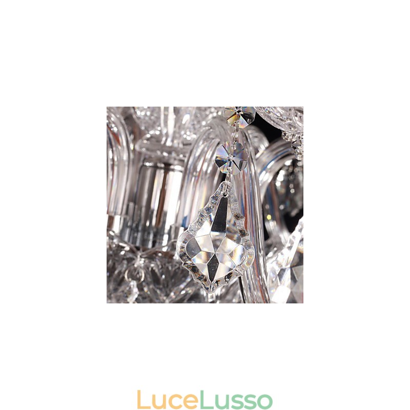 Lampadario in cristallo di lusso moderno soggiorno 8 luci con paralume in tessuto