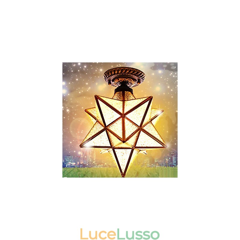 Stelle in vetro colorato di arti creative rurali europee per assorbire la luce della lampada a cupola