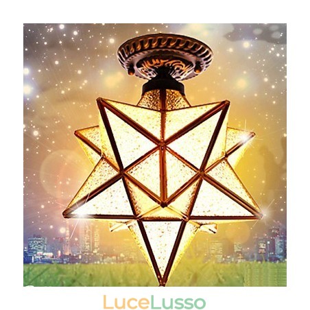 Stelle in vetro colorato di arti creative rurali europee per assorbire la luce della lampada a cupola Stelle in vetro colorato di arti creative rurali europee per assorbire la luce della lampada a cupola