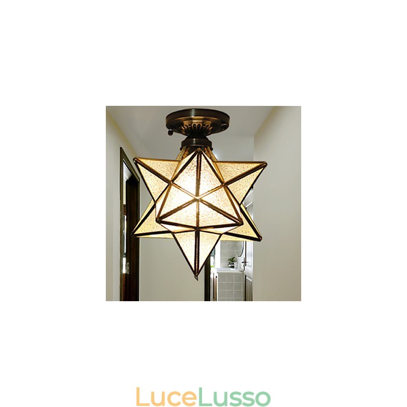 Stelle in vetro colorato di arti creative rurali europee per assorbire la luce della lampada a cupola