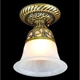 Lampada da soffitto in bronzo con vetro moiré, classica europea