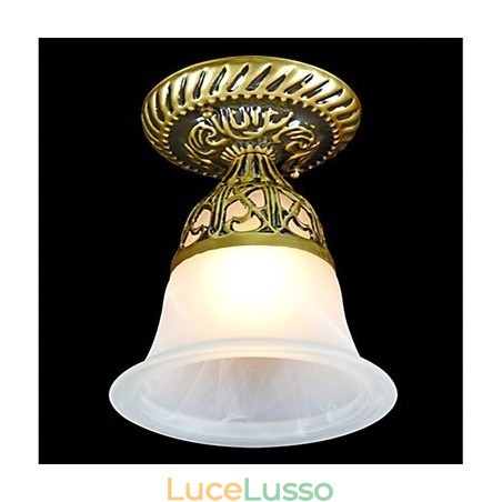 Lampada da soffitto in bronzo con vetro moiré, classica europea Lampada da soffitto in bronzo con vetro moiré, classica europea