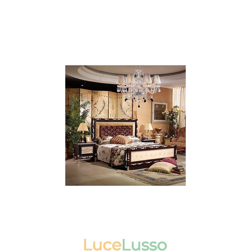 Lampadario in cristallo di lusso moderno soggiorno 8 luci con paralume in tessuto