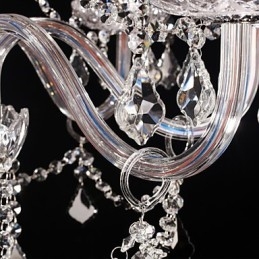 Lampadario in cristallo di lusso moderno soggiorno 8 luci con paralume in tessuto