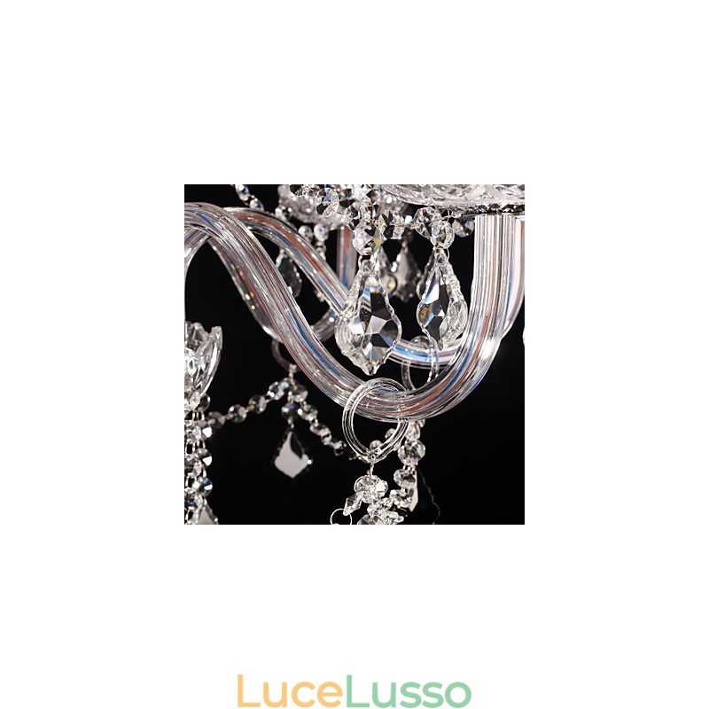 Lampadario in cristallo di lusso moderno soggiorno 8 luci con paralume in tessuto