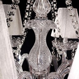 Lampadario in cristallo di lusso moderno soggiorno 8 luci con paralume in tessuto