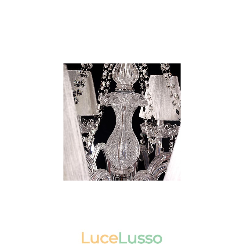 Lampadario in cristallo di lusso moderno soggiorno 8 luci con paralume in tessuto