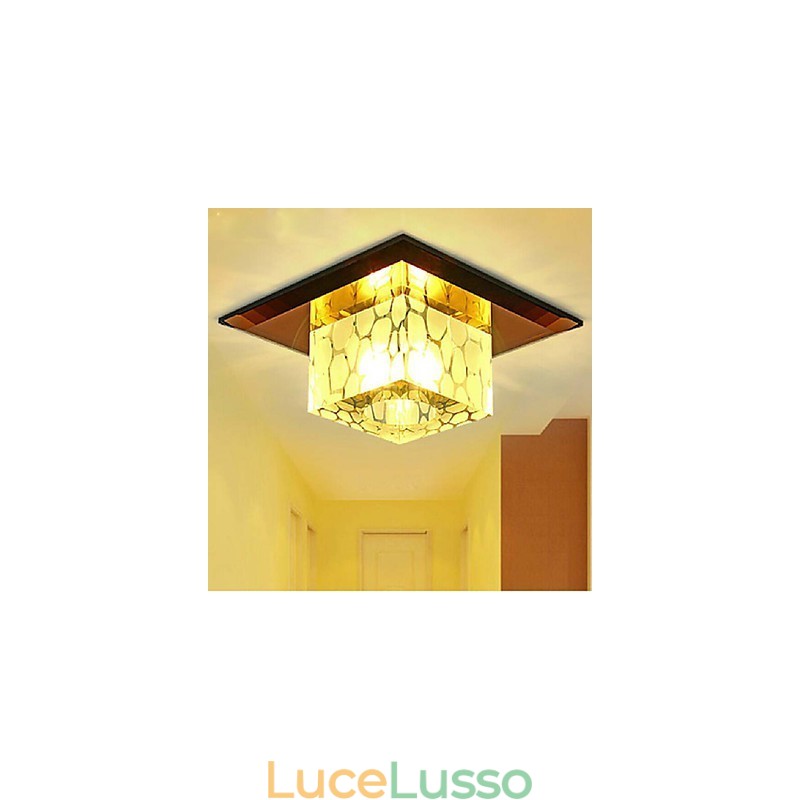Mini lampada da soffitto in cristallo faretto 3W lampada creativa tubo luce colorata colore quadrato cupola luce