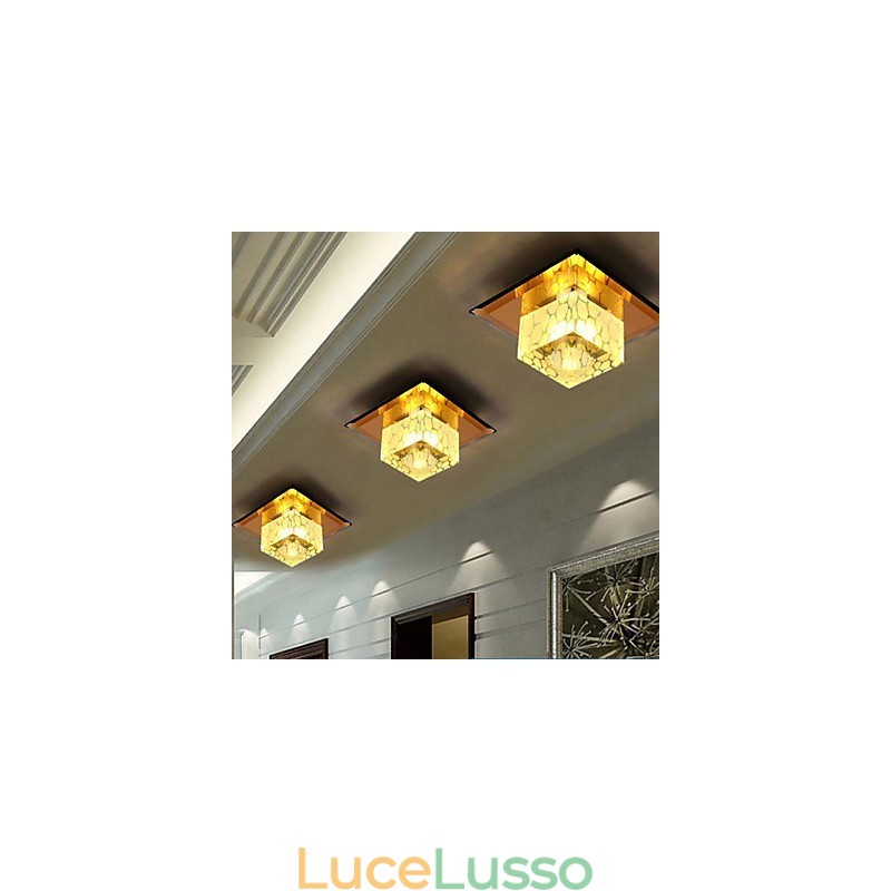 Mini lampada da soffitto in cristallo faretto 3W lampada creativa tubo luce colorata colore quadrato cupola luce