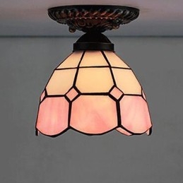 17*Lampada a cupola in vetro colorato con arti creative rurali europee assorbe la luce
