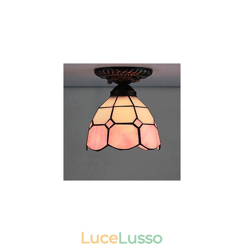 17*Lampada a cupola in vetro colorato con arti creative rurali europee assorbe la luce