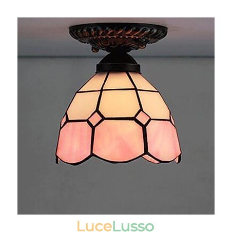 17*Lampada a cupola in vetro colorato con arti creative rurali europee assorbe la luce 17*Lampada a cupola in vetro colorato con arti creative rurali europee assorbe la luce