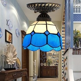 17*Lampada a cupola in vetro colorato con arti creative rurali europee assorbe la luce