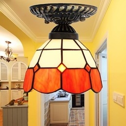 17*Lampada a cupola in vetro colorato con arti creative rurali europee assorbe la luce
