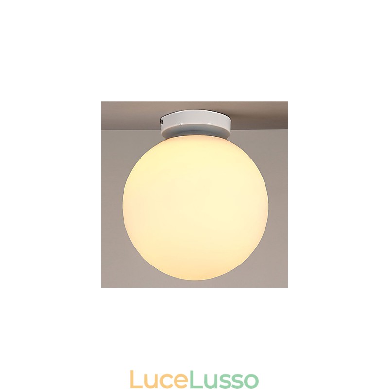 Lampada a cupola in vetro a sfera bianca, contemporanea e contratta