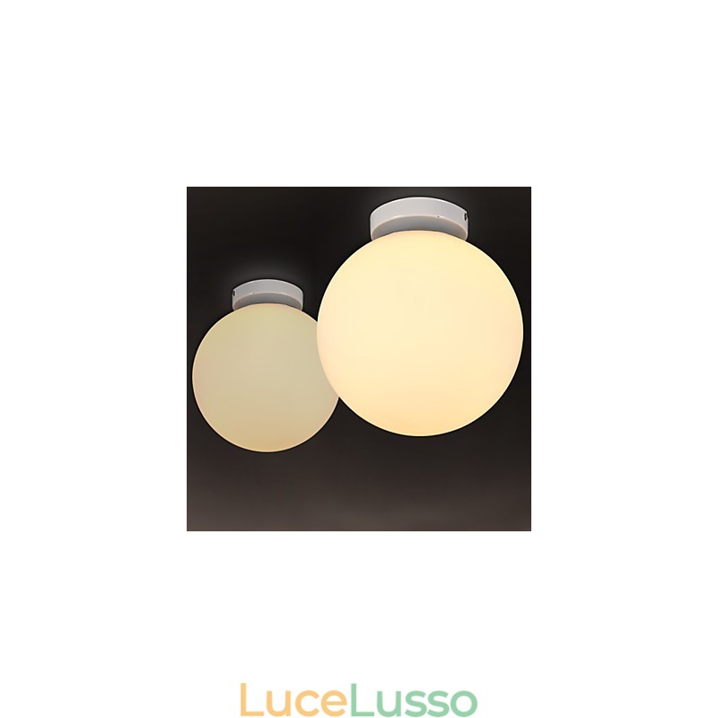 Lampada a cupola in vetro a sfera bianca, contemporanea e contratta