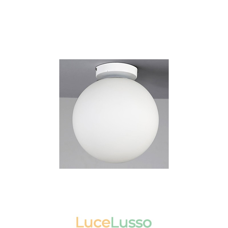 Lampada a cupola in vetro a sfera bianca, contemporanea e contratta