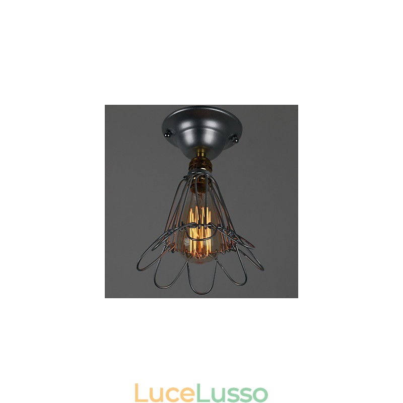 Mini lampada in stile country 1 luce verniciatura lavorazione argento
