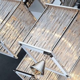 Moderno contemporaneo in cristallo cromato metallo montaggio a filo