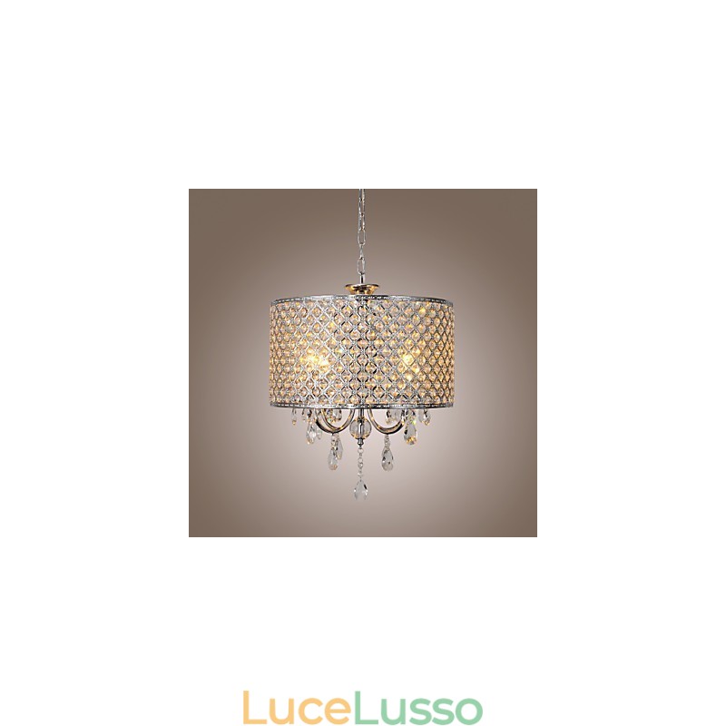 Lampadario a tamburo in cristallo moderno a 4 luci