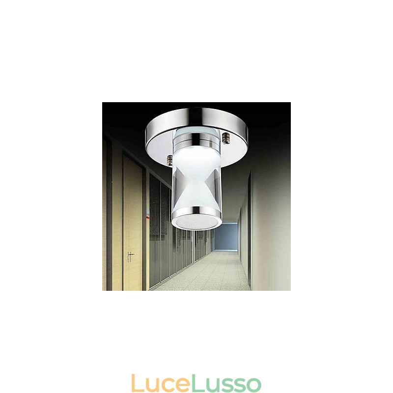 Lampada da soffitto moderna e contemporanea in metallo cromato