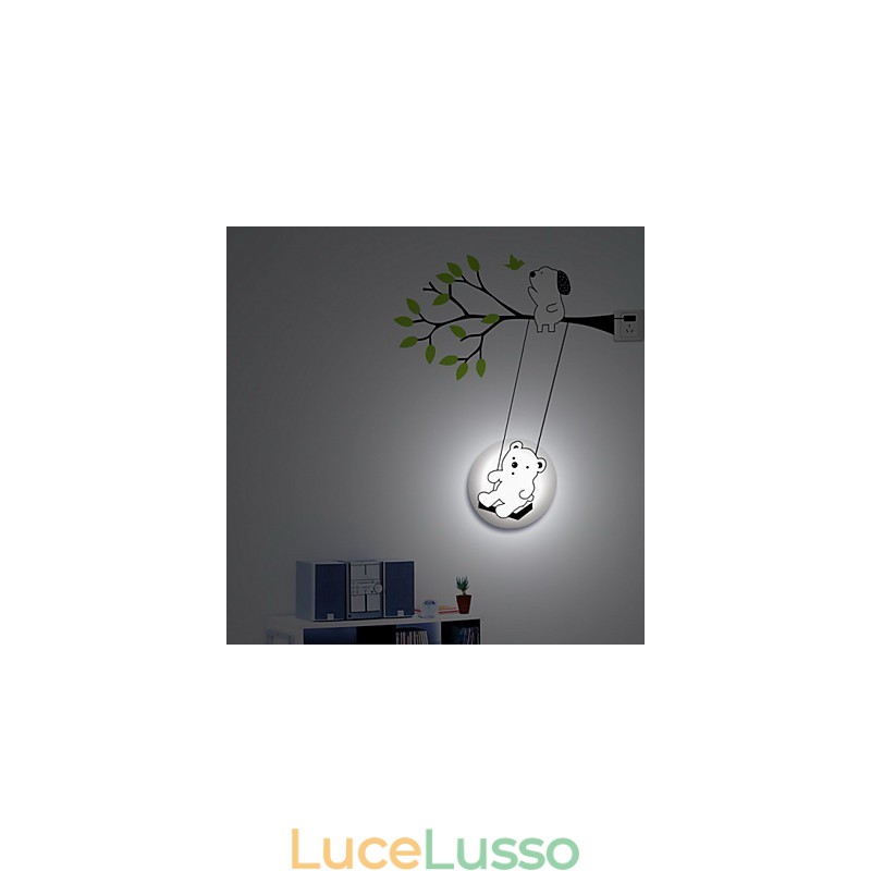 Lampada da parete in carta da parati 3D creativa e leggera in plastica resistente alle alte temperature Little Bear