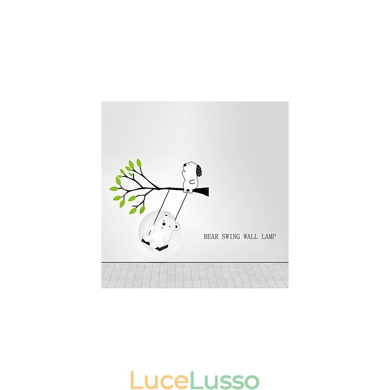 Lampada da parete in carta da parati 3D creativa e leggera in plastica resistente alle alte temperature Little Bear