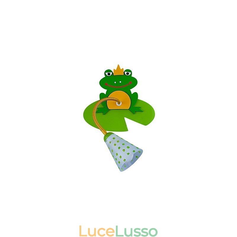 Applique da parete per bambini in legno contemporaneo con 1 luce a forma di rana