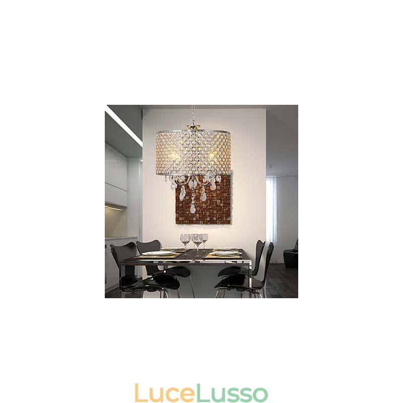 Lampadario a tamburo in cristallo moderno a 4 luci