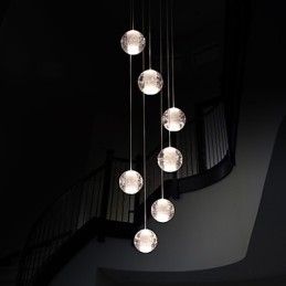 Lampada a sospensione moderna Lampada a sospensione G4 Retroifit 7 luci Placcatura cromata Cristallo per scale Luce
