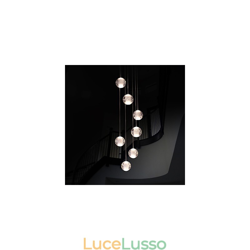 Lampada a sospensione moderna Lampada a sospensione G4 Retroifit 7 luci Placcatura cromata Cristallo per scale Luce