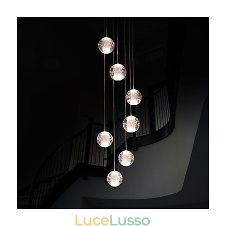 Lampada a sospensione moderna Lampada a sospensione G4 Retroifit 7 luci Placcatura cromata Cristallo per scale Luce Lampada a sospensione moderna Lampada a sospensione G4 Retroifit 7 luci Placcatura cromata Cristallo per scale Luce