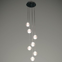 Lampada a sospensione moderna Lampada a sospensione G4 Retroifit 7 luci Placcatura cromata Cristallo per scale Luce