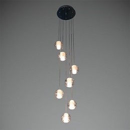 Lampada a sospensione moderna Lampada a sospensione G4 Retroifit 7 luci Placcatura cromata Cristallo per scale Luce