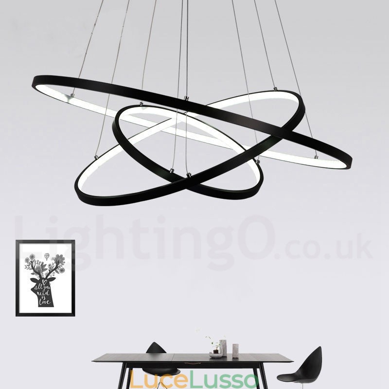 Lampada a sospensione dimmerabile con telecomando Design moderno Tre anelli