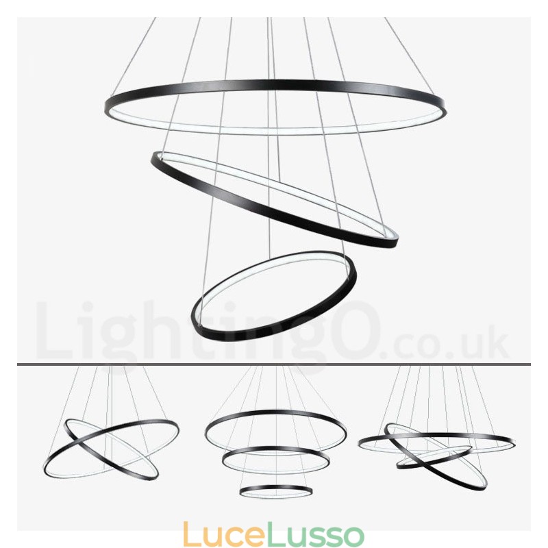 Lampada a sospensione dimmerabile con telecomando Design moderno Tre anelli