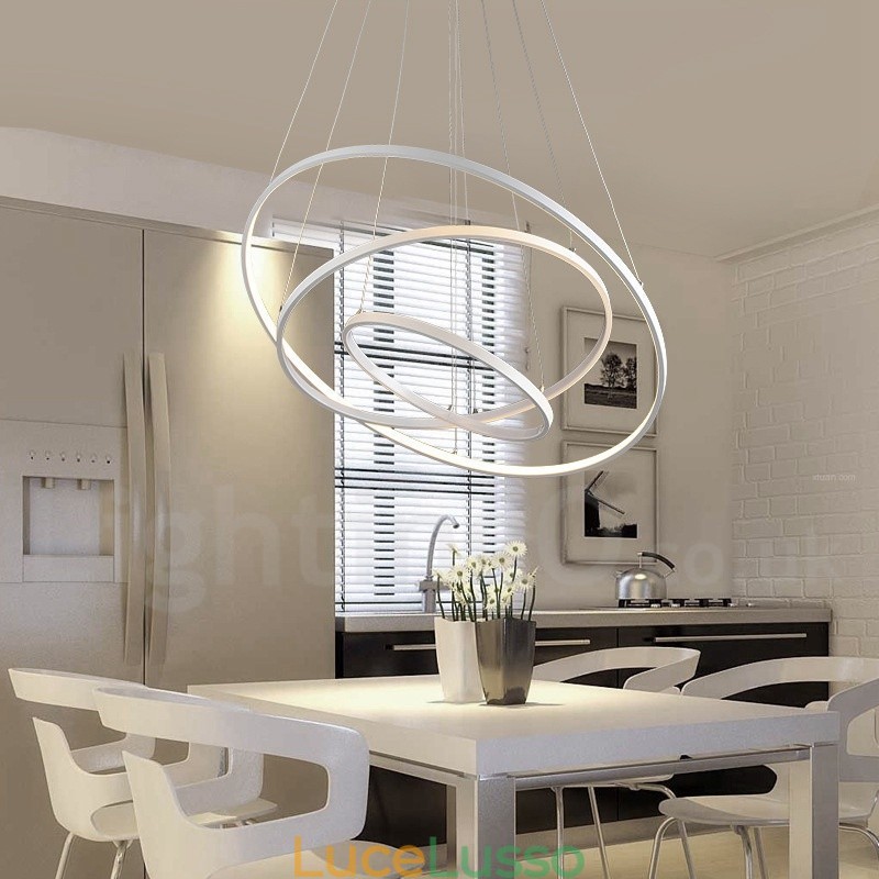 Lampada a sospensione dimmerabile con telecomando Design moderno Tre anelli