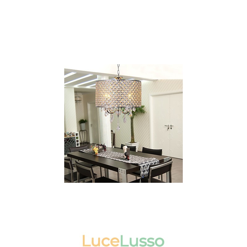 Lampadario a tamburo in cristallo moderno a 4 luci