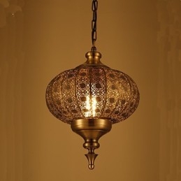 Lampadario retrò in ferro cavo a mano del sud-est asiatico