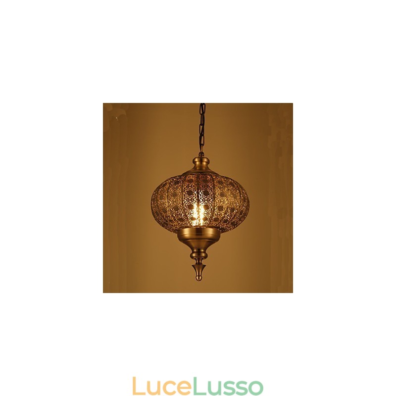 Lampadario retrò in ferro cavo a mano del sud-est asiatico