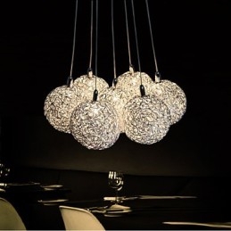 Lampada a sospensione moderna a 7 luci, arredamento per la casa, lampada a sospensione decorativa in alluminio