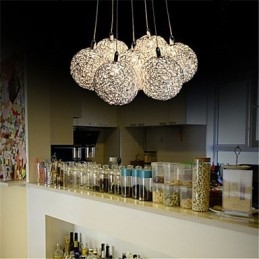 Lampada a sospensione moderna a 7 luci, arredamento per la casa, lampada a sospensione decorativa in alluminio
