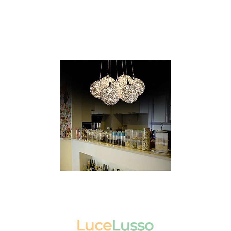 Lampada a sospensione moderna a 7 luci, arredamento per la casa, lampada a sospensione decorativa in alluminio