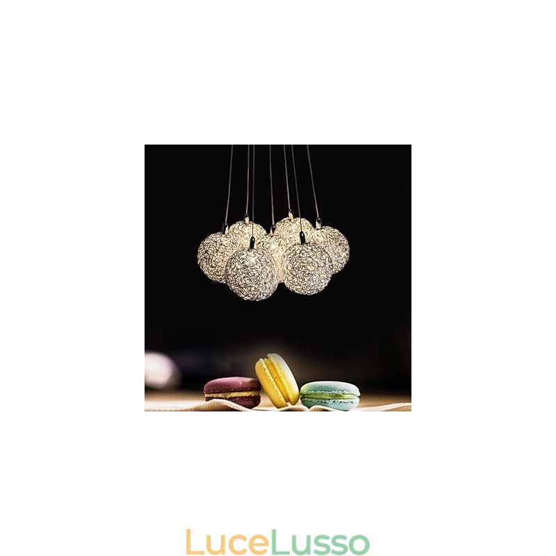 Lampada a sospensione moderna a 7 luci, arredamento per la casa, lampada a sospensione decorativa in alluminio