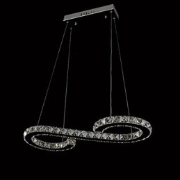 Lampada a sospensione moderna in metallo cromato e cristallo contemporaneo