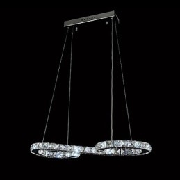 Lampada a sospensione moderna in metallo cromato e cristallo contemporaneo
