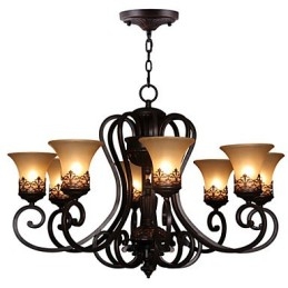 Lampadario a sospensione 8 luci Vintage Country Island metallo + vetro