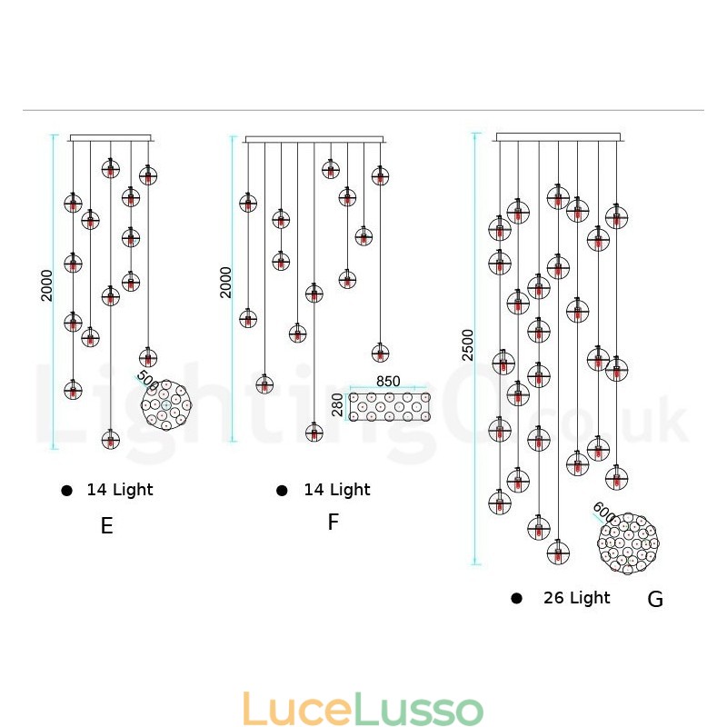 Lampada a sospensione a sfera di cristallo Meteorer Stage di Creative Engineering
